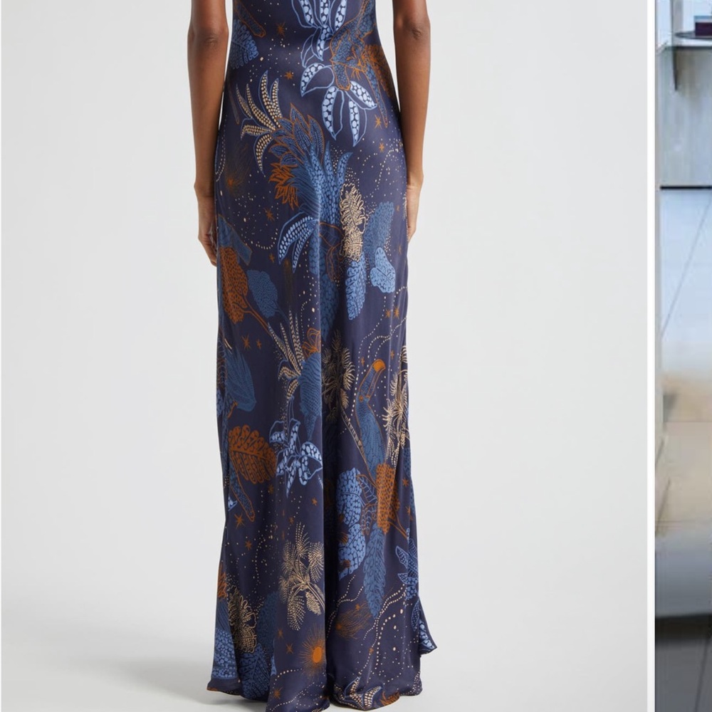 FARM Rio Navy Blue & Rust Print Maxi Slip Dress - Picture 2 of 6